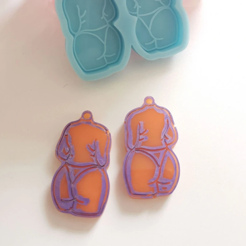 

J60E DIY Crafts Jewelry Fat Girl Earrings Epoxy Resin Mold Ear Pendant Silicone Mould