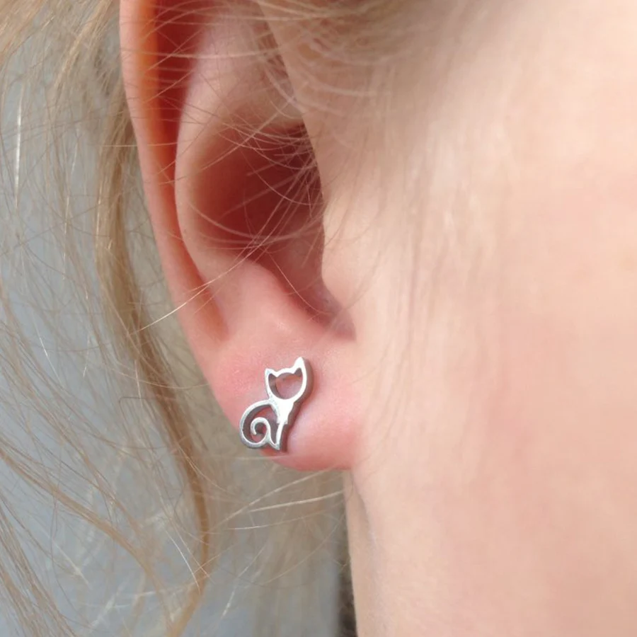 Starose 1 шт. серебряный цвет кот серьги спирали Ушной Хрящ Пирсинг шпильки для