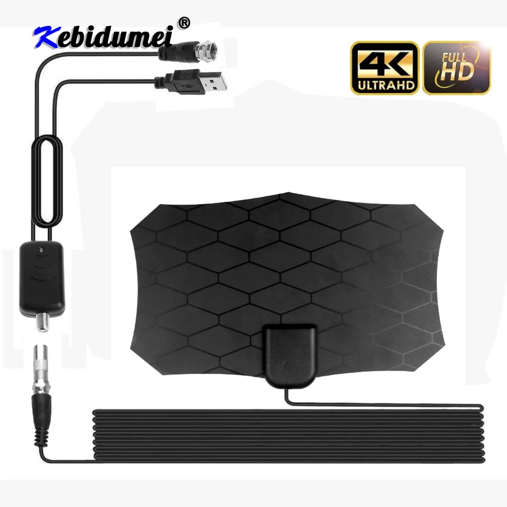 Комнатная антенна Kebidumei 80 миль цифровой ТВ усилитель 28 дБ 3 м 1080P HDTV сигнала для
