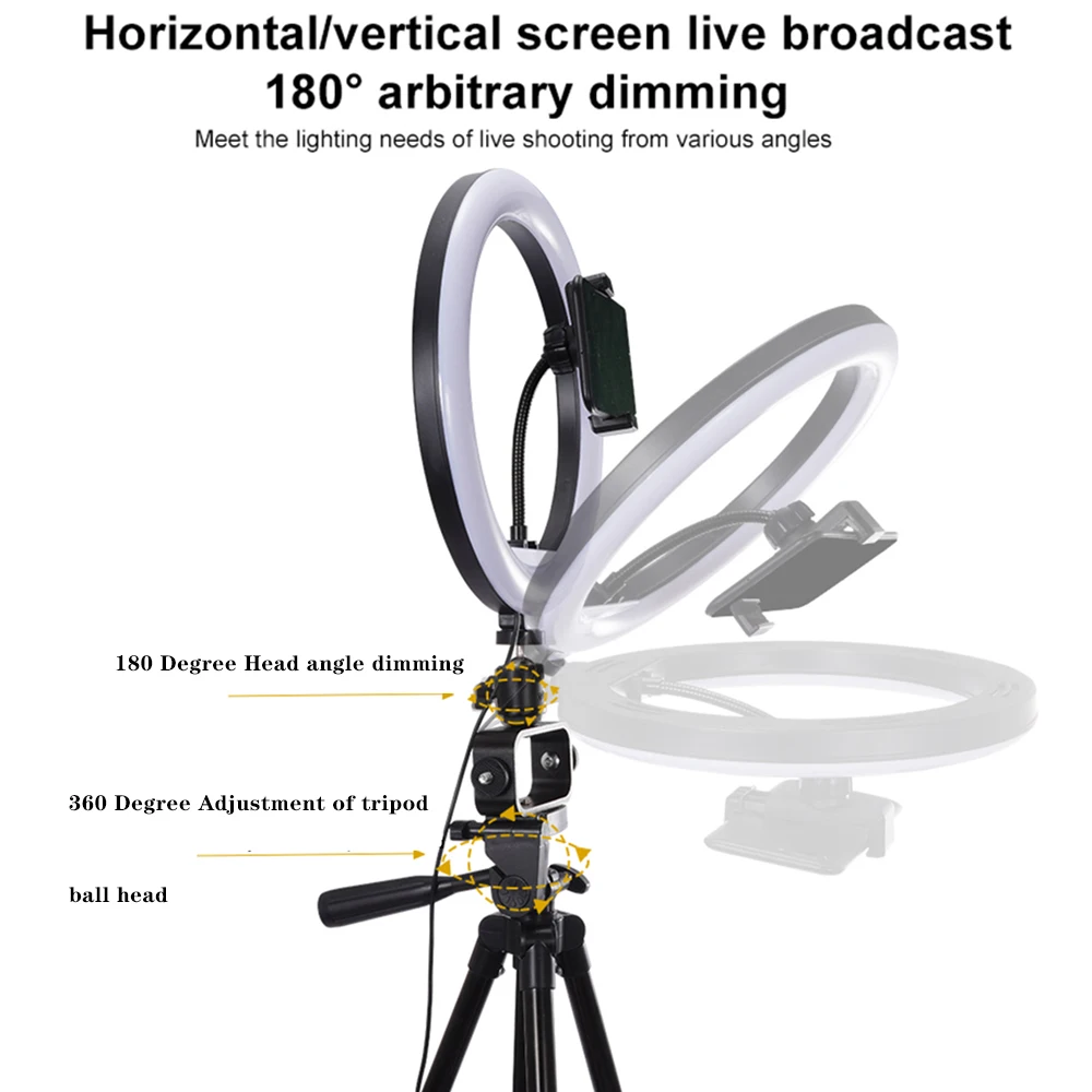 Штатив для телефона с кольцом светильник 26 см набор Vlog универсальная фотография