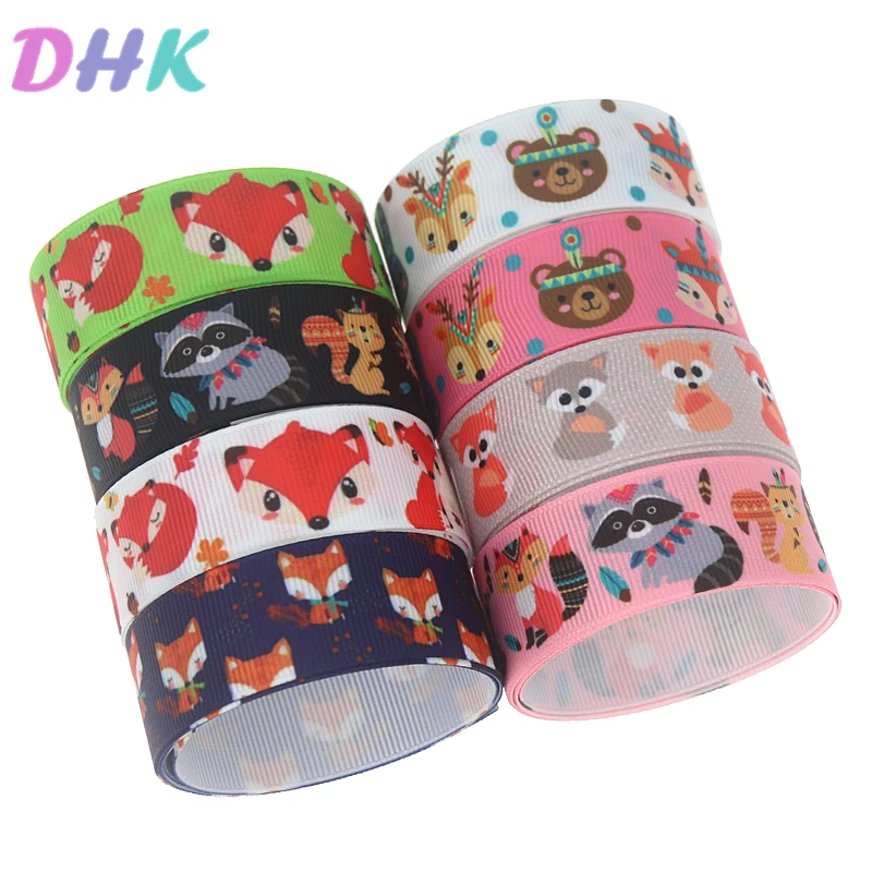 DHK 5 ярдов Пижама с изображениями лисичек напечатан Grosgrain ленты ленточный