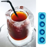 5pcs creative 3d ice cube mold freeze 4 cups glasses mould novelty gifts tray summer party kitchen drinking bar glass tools