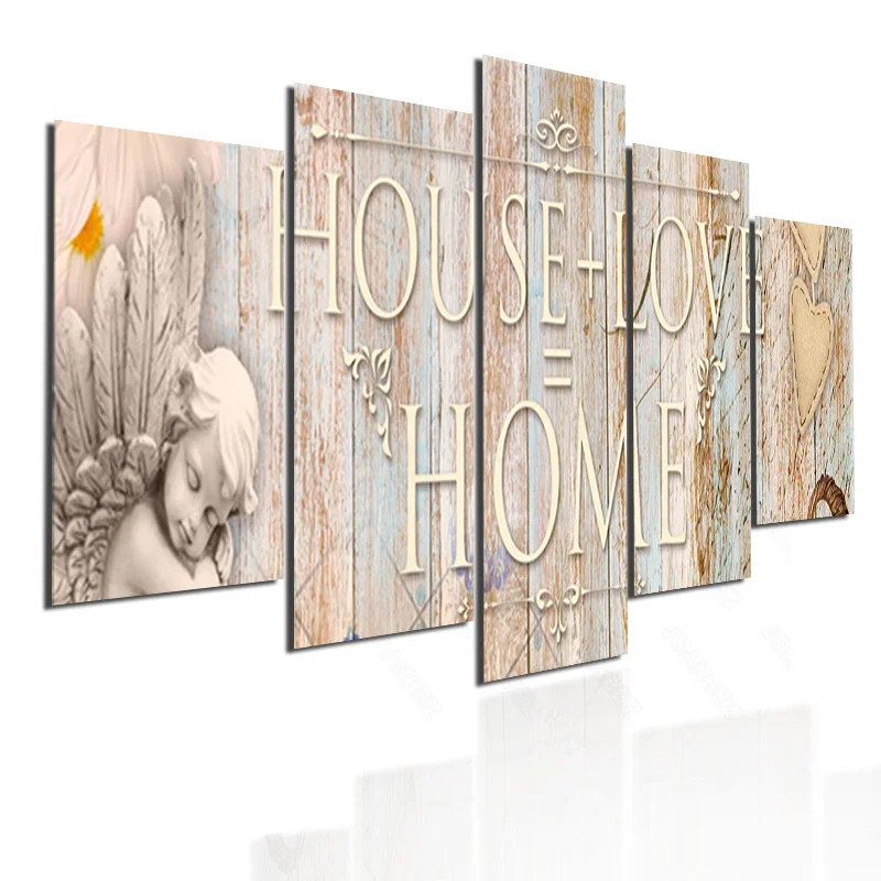 

European Style Canvas Painting Door Frame English Letters with Lovely Angel Sleeping Pattern Background Living Room Furniture