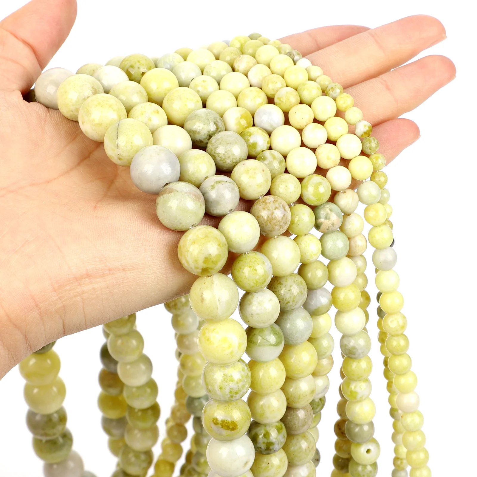 Гладкие южные круглые бусины-разделители из натурального камня Jadee для