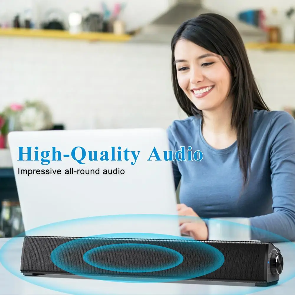 

20w speaker Sound Bar - 17 Inch Home Theater TV Soundbar, Built-in Subwoofers - Connects to Bluetooth AUX, RCA and USB for PC TV