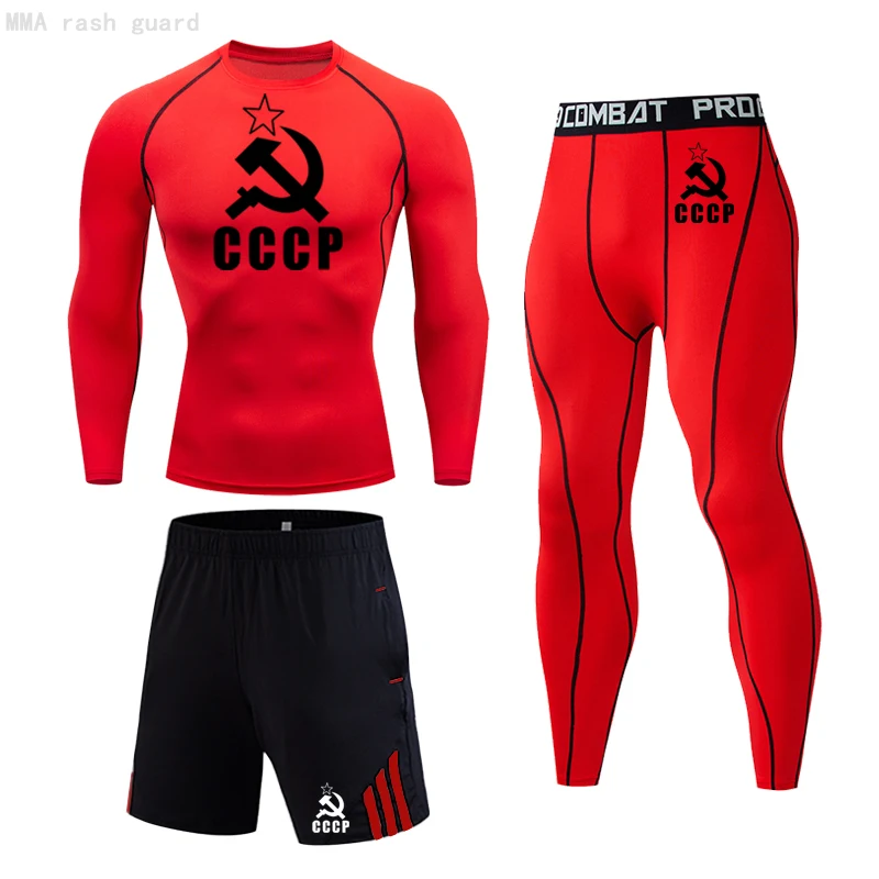 

Men's Compression Sportswear Suits Gym Tights Training Clothes Workout Jogging Sports Set rash guard male Running Tracksuit Men