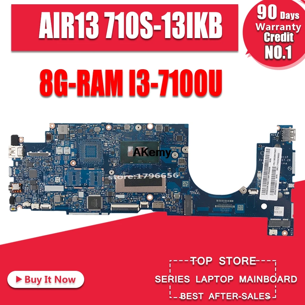 

LA-E011P Laptop motherboard For Lenovo Ideapad AIR13 710S-13IKB Test original mainboard 8G-RAM I3-7100U