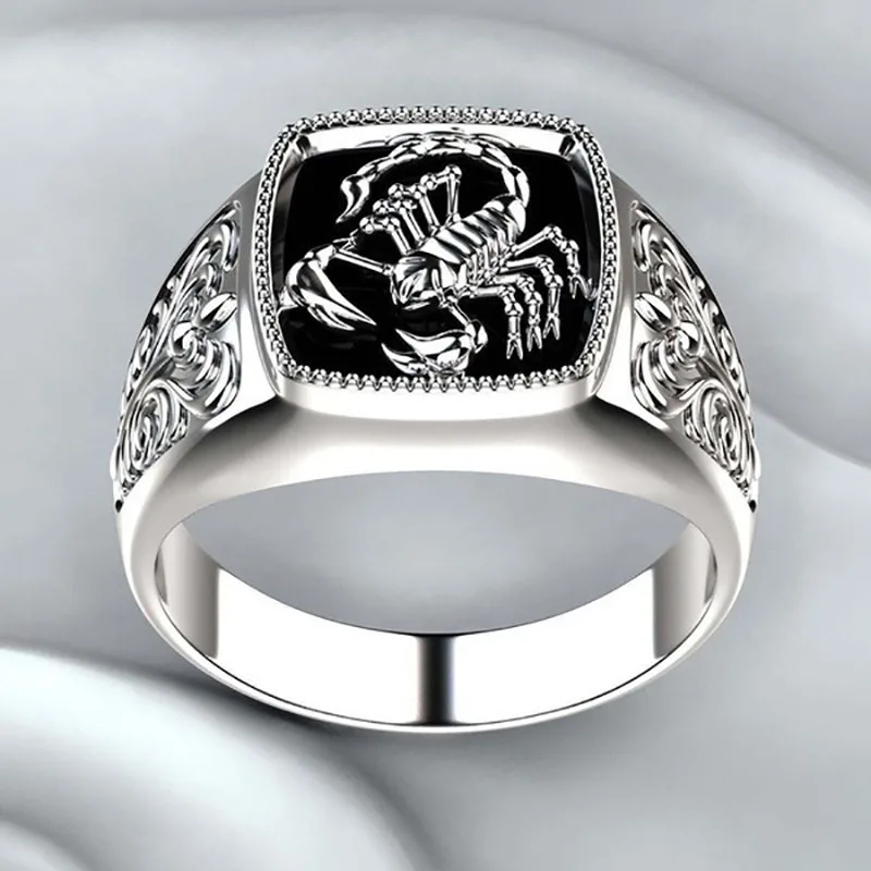 

New European and American creative retro Scorpio embossed men's rings Domineering 2020 fashion jewelry rings