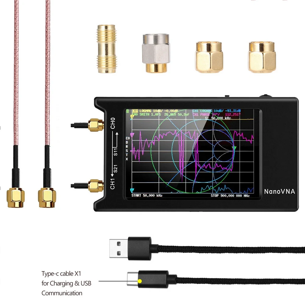 

NanoVNA-H4 Antenna Network Analyzer 50KHz-1.5GHz Frequency Short Wave Vector Analyzer MF/HF/VHF/UHF Digital LCD Touch Screen