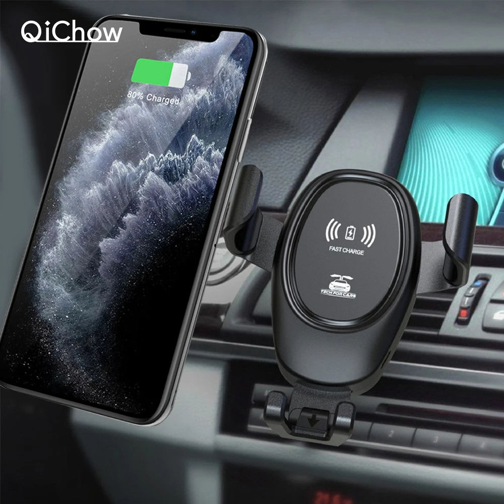 

Автомобильный держатель для телефона D12 с автоматическим зажимом, 10 Вт, Qi Беспроводное быстрое автомобильное зарядное устройство для iPhone 11 ...
