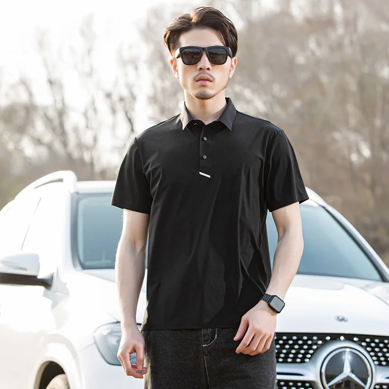 

Summer men's outdoor Lapel short sleeve sweat absorbing quick drying polo shirt advertising T group clothes cross mirror large