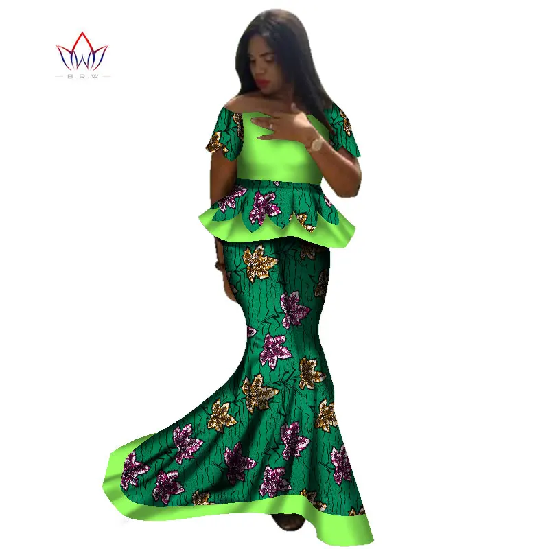 Богатые платья в африканском стиле Bazin комплект из двух предметов женские топы с