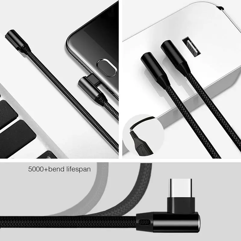 USB Type C to 3.0 Cable Fast Charge Double 90-Degree Interface Sided USB-C for Samsung S8 Note 8 LG V20 G6 G5 | Электроника