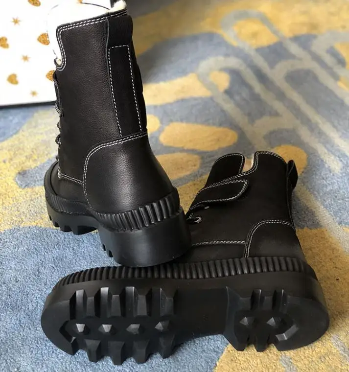 Зимние ботильоны женские ботинки из овчины Botas Mujer зимние Bota Feminina Роскошная обувь