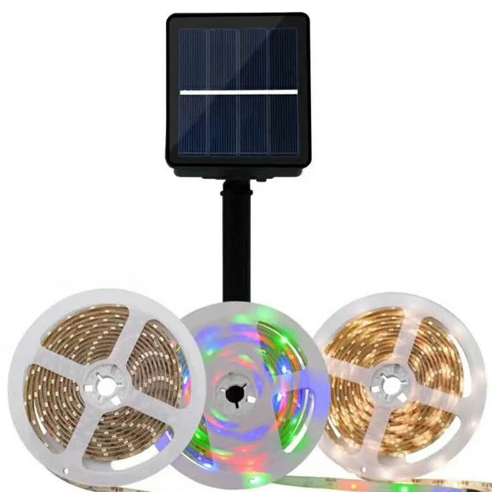 Led Strip Light RGB 5M Solar Waterproof IP65 IP67 solar lamp 1600mAh 3 Modes lighting Tape Ribbon Outdoor | Лампы и освещение