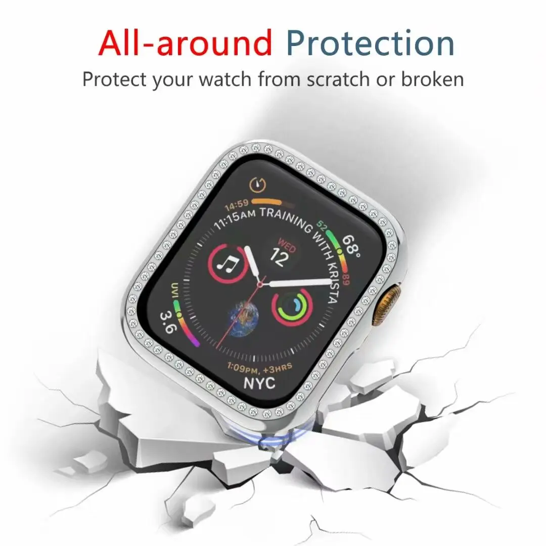 Металлический Алмазный защитный чехол для apple watch, защитный экран серии 4, 3, 2, 1, чехол 38 мм, 42 мм, 40 мм, 44 мм, iwatch, чехол для женщин