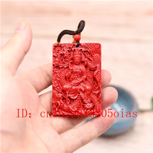 Дракон Гуаньинь кулон ожерелье Китайский Натуральный Красный Органическая