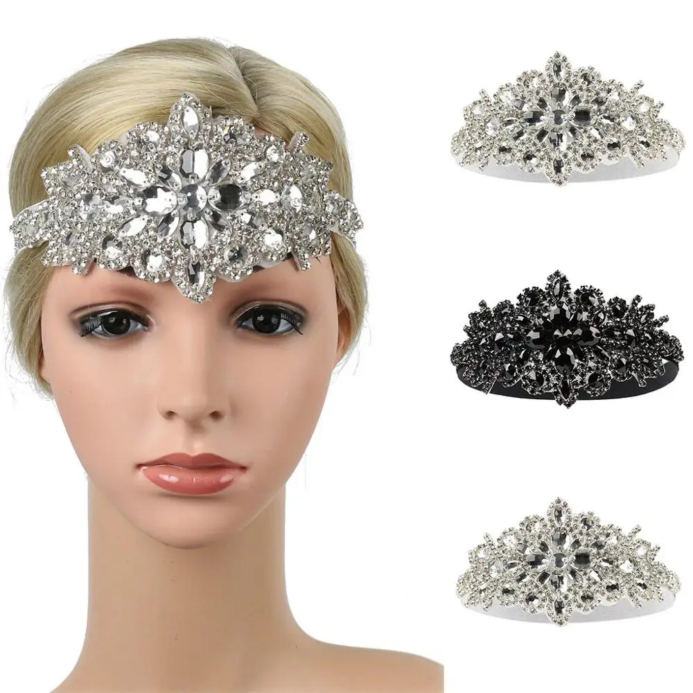 Повязка на голову женская с кристаллами элегантный головной убор ручной работы