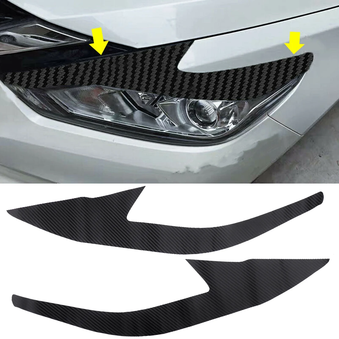 

1 пара винил 3D углеродного волокна Стиль Черный фар автомобиля брови крышка Стикеры отделка Подходит для Nissan Altima 2016 2017 2018