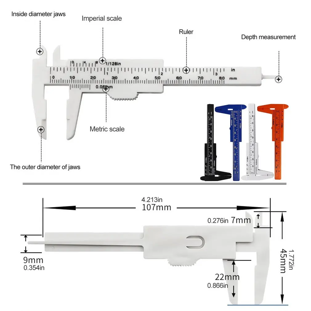 

Mini Plastic Vernier Caliper Gauge Micrometer 80MM Mini Ruler Accurate Measurement Tools Standard Vernier Caliper