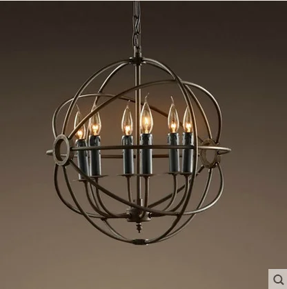 Люстра в стиле ретро индастриал Лофт круглая лампа черного цвета для кофейни