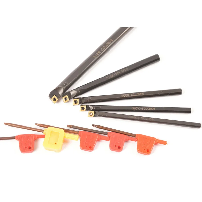 

6/7/8/12mm Lathe Boring Bar Turning Tool Holder CCMT060204 Carbide Insert Blades Wrench Set For Lathe Turning Machine Parts