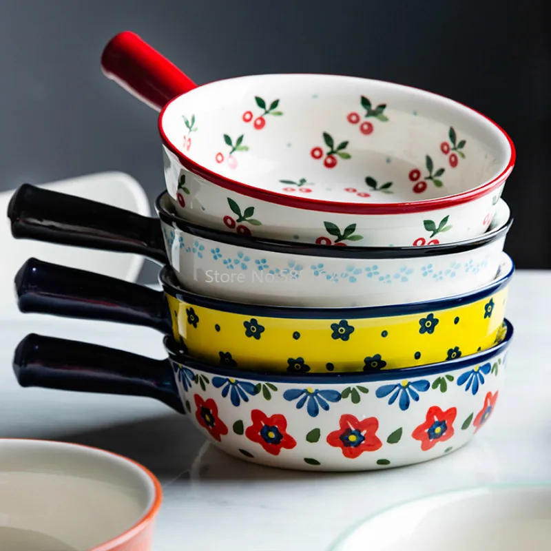 

Creative hand-painted ceramic baking bowl salad bowl soup bowl breakfast bowl microwave oven cheese baked rice