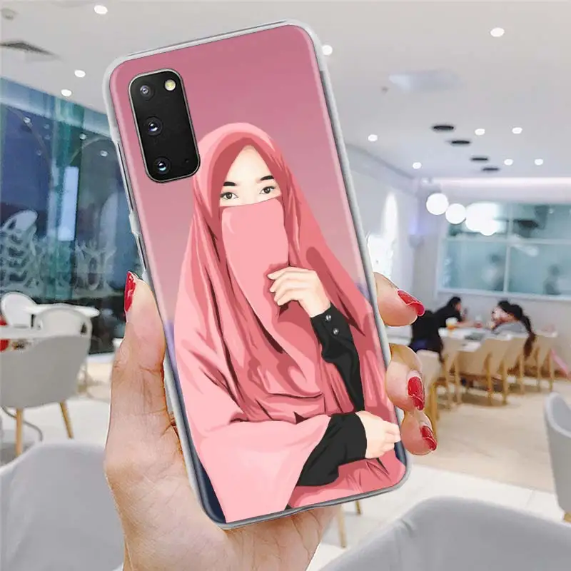 

Woman Crown Hijab Face Muslim Gril Phone Case for Samsung Galaxy S20 FE S10 Plus S21 Ultra S10e S8 S9 Plus Hard PC Cover Bumper