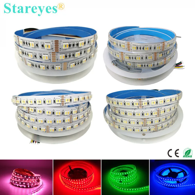 1 шт. SMD5050 60 96 Светодиодный одов/м 5 м RGBCCT в 12 В постоянного тока 24 Светодиодная