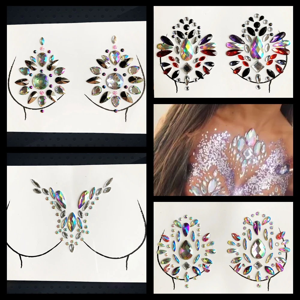 Модная грудь Flash Ювелирная паста 3D украшение со стразами простой в использовании