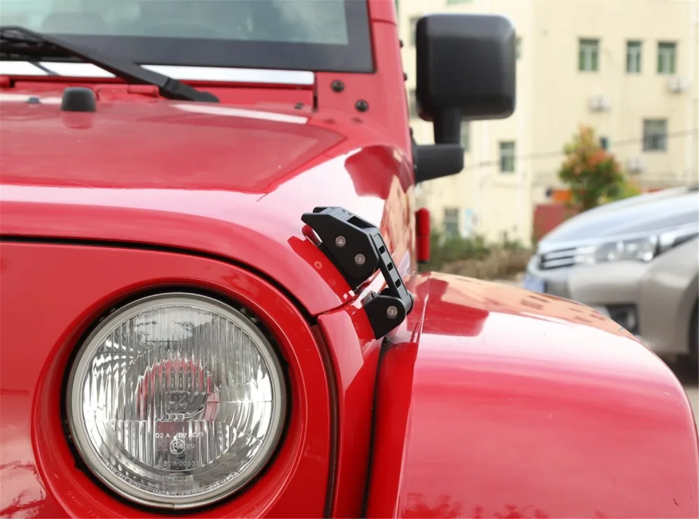 Защелка капота замка украшение крышка двигателя защита для Jeep Wrangler JK 2007- автомобильные Внешние аксессуары черный 2 шт/1 комплект