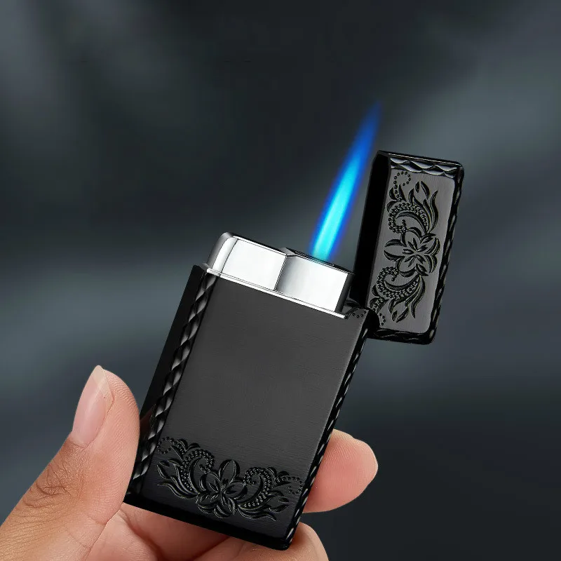 

Butane Turbo Lighter 2020 New 1300C Blue Flame Gas Lighter Square Mini Metal Lighters Smoking Accessories Cigarettes Lighters