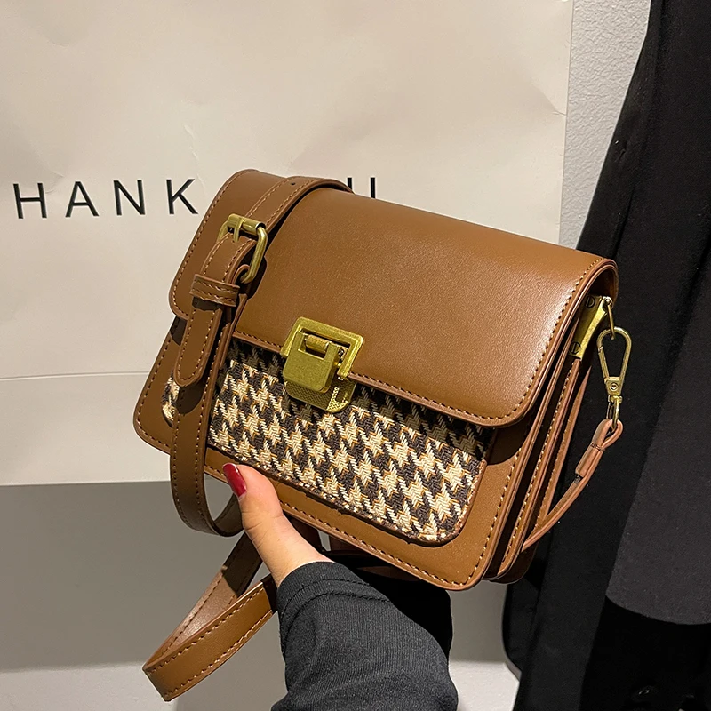 

Autumn/winter Bag 2021 New Women's Bags Fashion Ins Messenger Bag Senior Niche Houndstooth Square Bag Shoulder Bag Flap Satchels