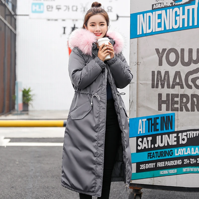 2019 Новое высококачественное Женское пальто Длинная парка с капюшоном мехом