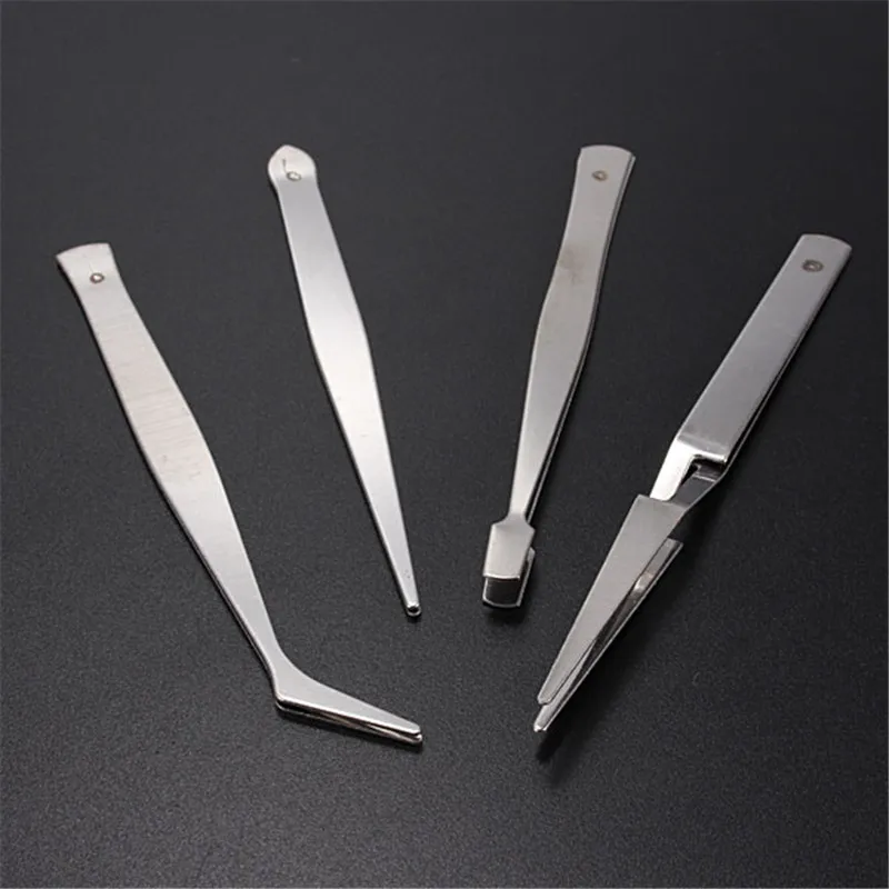 

4pcs/Set Mini Portable Silver White Different Shapes BGA Rework Station Tweezers Cleaning Tool Convenience Working