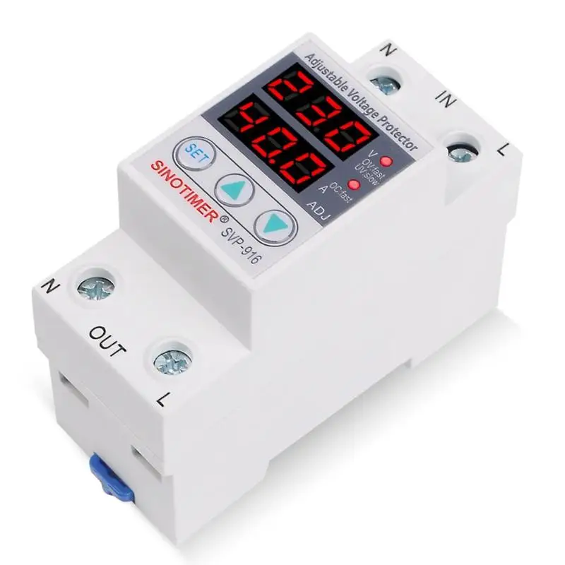 230VAC 50/60Hz 40A/63A SVP-916 Регулируемая Защита от скачков напряжения реле ограничение тока защита
