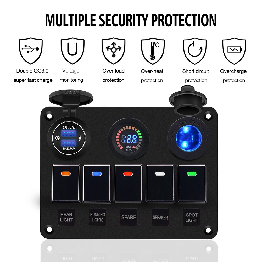 5 цветная панель переключателя защита от огня быстрая зарядка цвет аналогичный