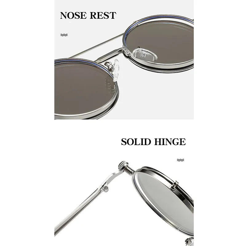 Классические винтажные круглые солнцезащитные очки в стиле стимпанк для мужчин