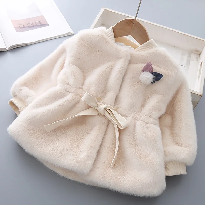 2019 New Winter girls Casual Outwear Children Faux Fur Coat Baby Girls Jacket Long Overcoat For Girl 1-6Y | Детская одежда и обувь