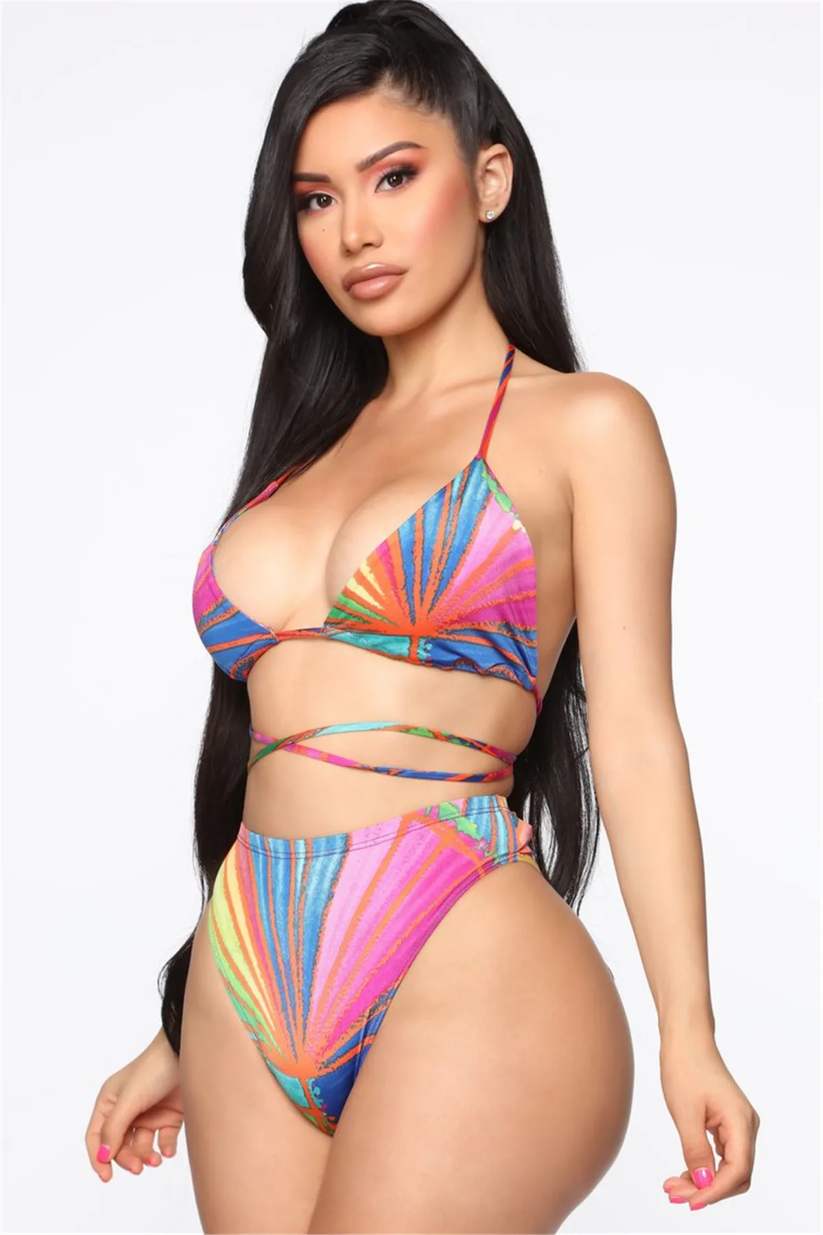 

Swimwear Women Sexy Push Up Bikini 2021 Hot Sale Beach Padded Straps Triangle Thong Swimsuit Female Brazilian Biquini