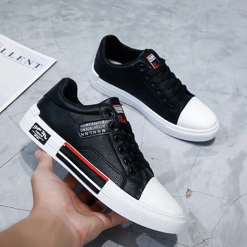 Murah Sepatu Pria Kasual Asli Sneakers Kasual Hitam Untuk Pria Sneakers Kulit Populer Sepatu Jalan Pria Dapat Dipakai Ukuran 39-44