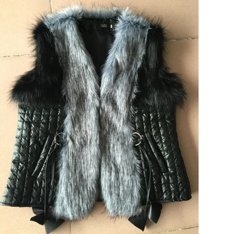 RICORIT женская меховая жилетка зимняя черная из искусственного меха теплая куртка