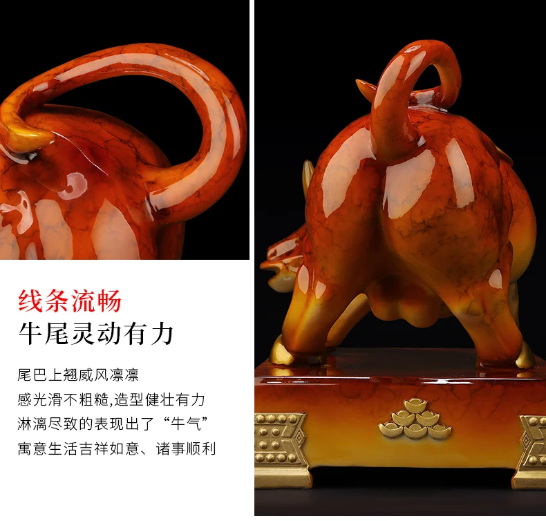 

Flourishing city god cattle sculpture on Wall Street Bovine Wang Stock market Copper color gift sculpture office bull decoration