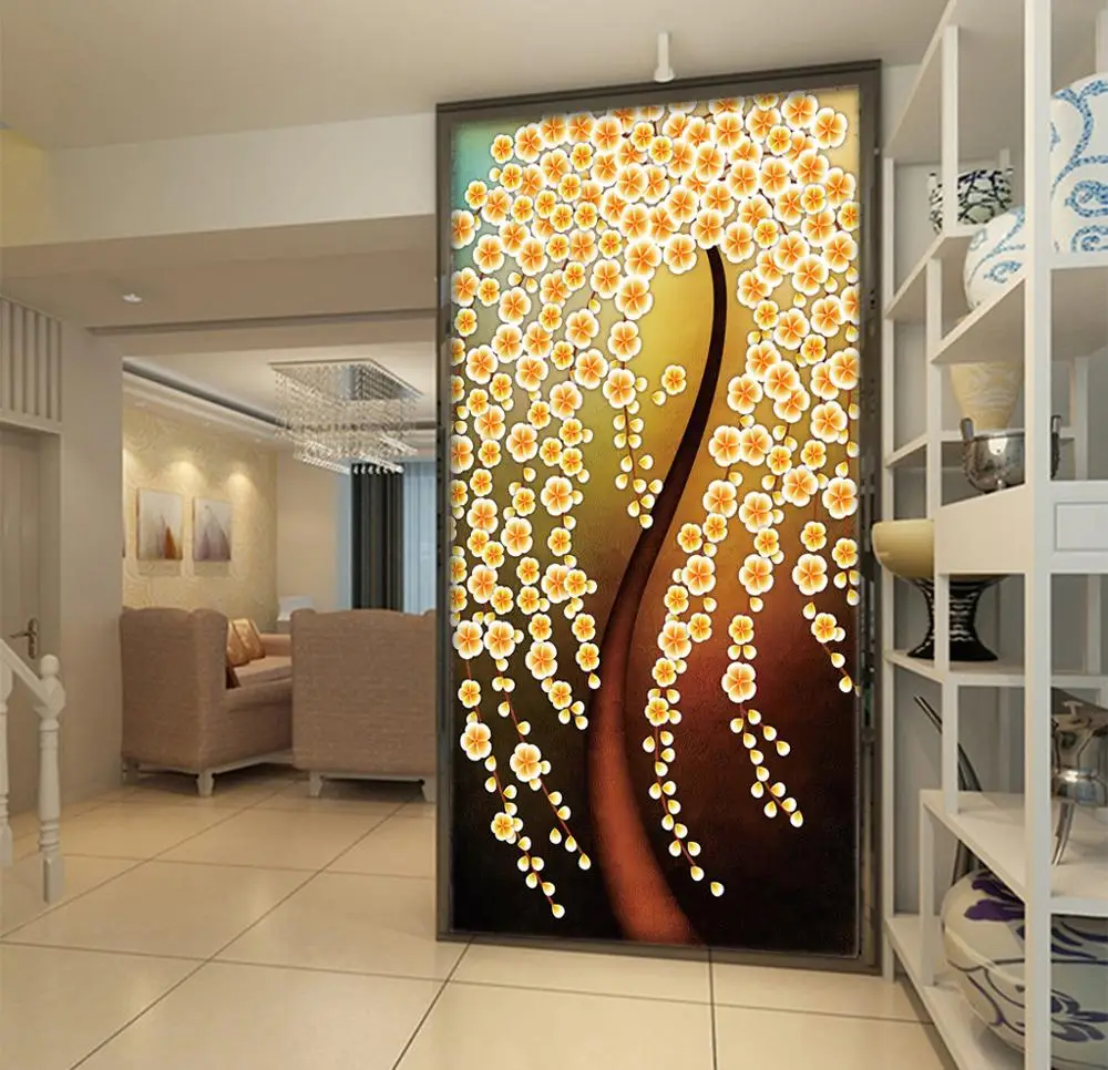 [Самоклеющиеся] 3D оранжевый цветок дерево WG214 настенная бумага печать настенные