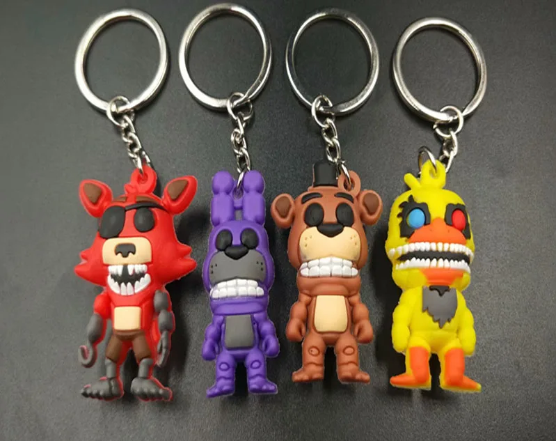 

FNAF Action Figure Five Nights At Freddy's Keychain Sister Location PVC Model Doll Freddy Bear Foxy Chica Halloween Toys For Kid