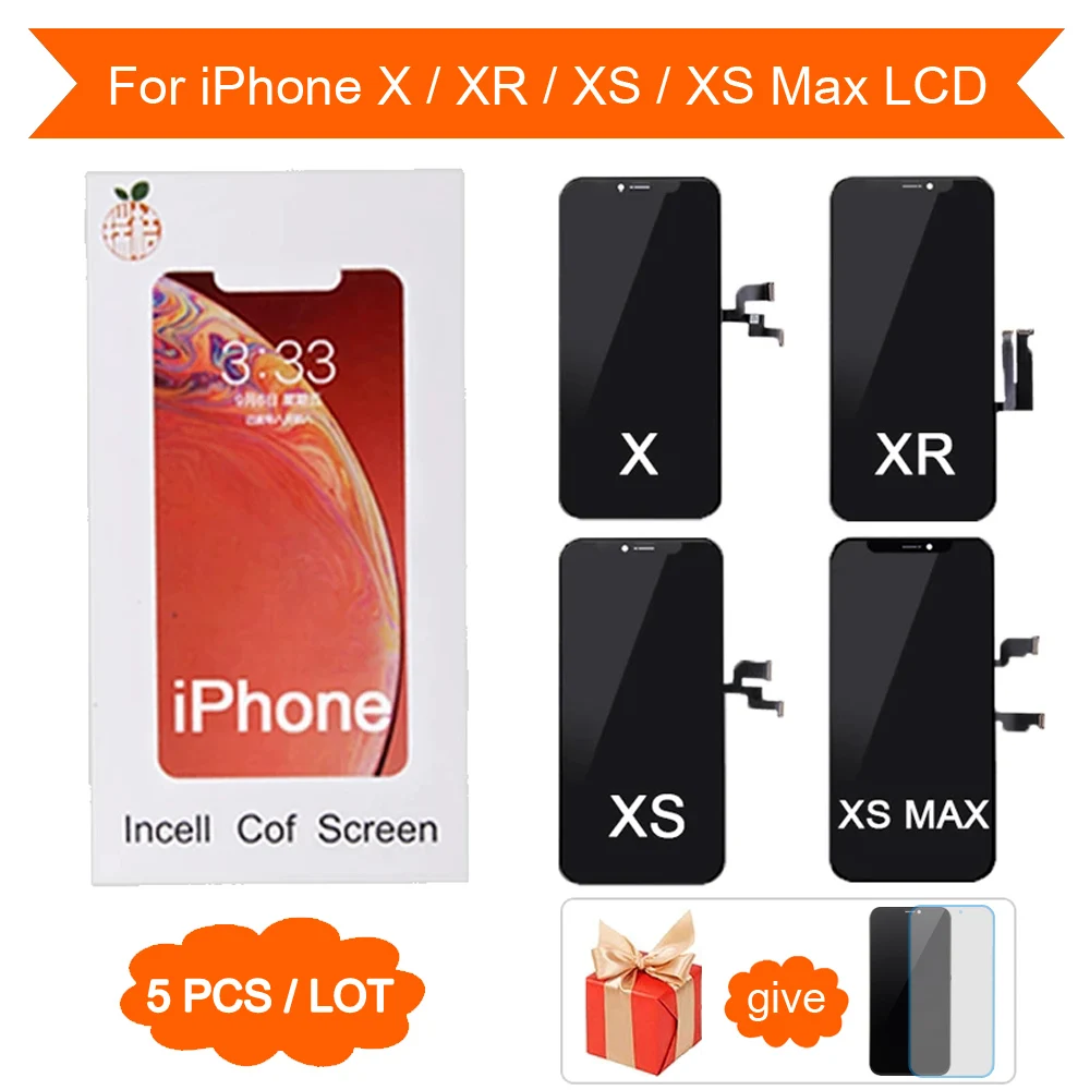 

5 шт./Лот AAA RJ экран для iPhone X XS MAX XR ЖК-дисплей с 3D сенсорным экраном дигитайзер в сборе Замена 100% без битых пикселей