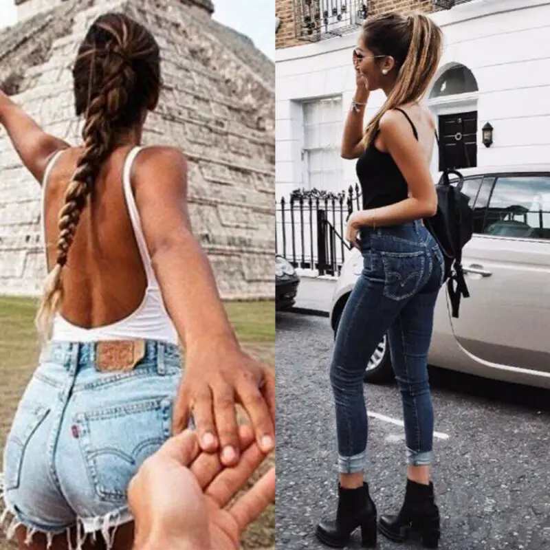 Women Ladies Bodysuit Stretch Leotard Body Tops T shirt Jumpsuit Solid Sleeveless Open Back Scoop Neck Summer Casual
