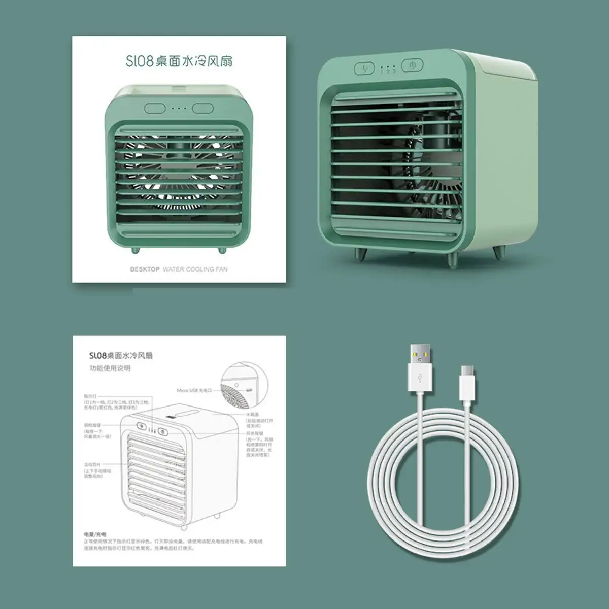 

Becornce Mini Portable Air Conditioner Humidifier Desktop Cooling Fan Air Cooler Black Fan For Home Office Outdoor Camping