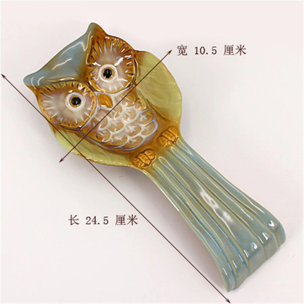 

Owl Shaped Ceramic Spoon Rest Spatula Utensil Holder Kitchen Tool Decor Crafts Home Decor Accessories