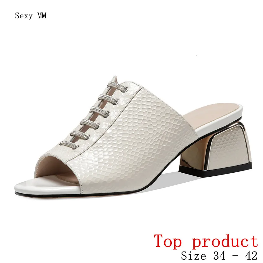 

Women Med Heels Gladiator Sandals Pumps High Heel Sandals Woman Summer Shoes Genuine Leather Small Plus Size 34 - 40 41 42